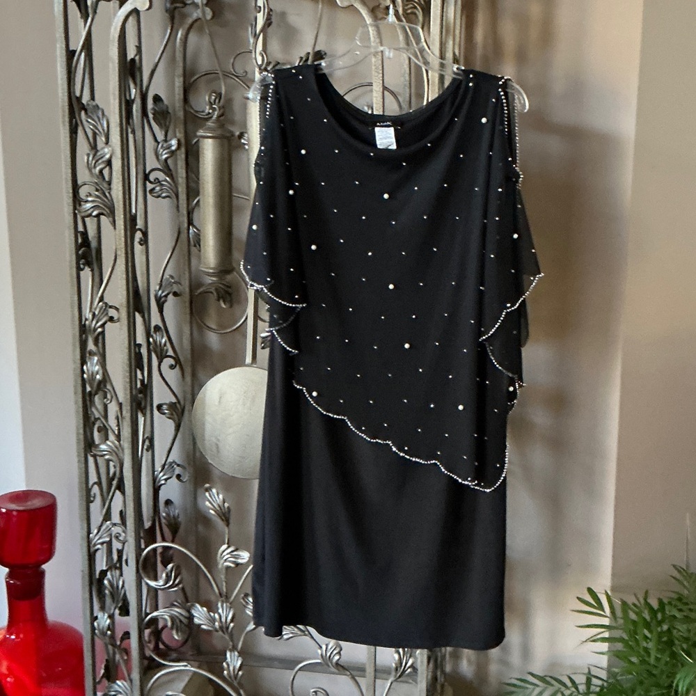 MSK Black Asymmetrical Dress with Sparkling Accents